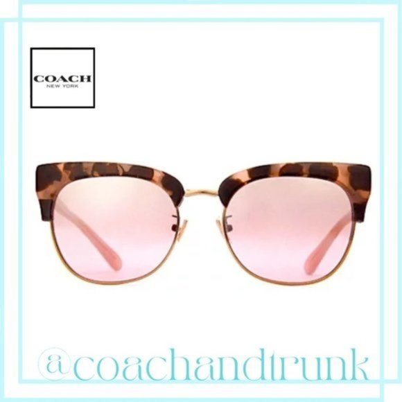 COACH Bobbi Semi Rimless Sunglasses Pink Gradient Tortoise Frame Hard Case Cloth - Picture 1 of 8